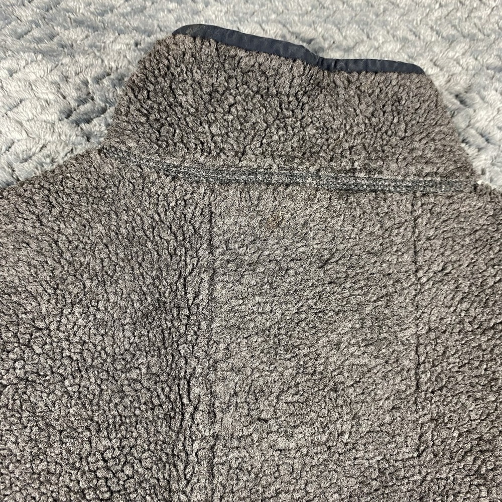Abercrombie & Fitch Vintage Vest Mens XL Gray Sherpa Fleece Full Zip Outdoor Y2K - Picture 6 of 9